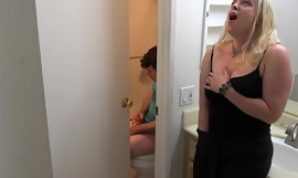 Stepson caught masturbating in the bathroom fucks stepmom