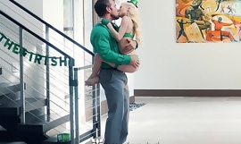 Petite blonde Piper Perri fucks on St-Patrick's Day