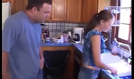 He hits on her stepdaughter to the fullest she's washing dishes