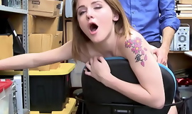 Petite inked teen shoplifter gets fucked from behind