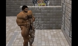 Odrick in football shower