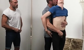 Stepdad and his friend fuck a young house-servant