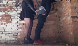 Fucked her BF in an abandoned building (Pegging)