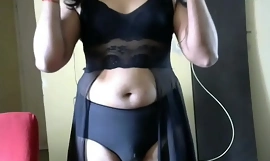 (RE-UPLOADED) Krithi CD Navel Tease in Black Lingerie - with BGM (Tamil Song) #NavelQueen