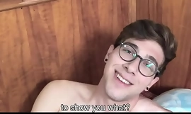 Nerdy Latin twink sucks dick pov and gets facial cumshot from unsut cock-LECHELATINO.COM