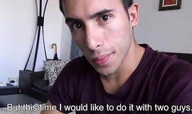 Twink Latino Boy together with Three Strangers From App Have Orgy For Cash
