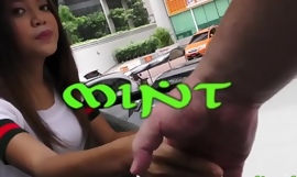Brace-faced cute Thai babe filmed with her first ever white cock