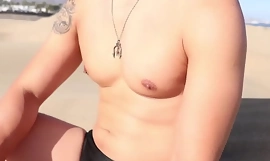 Hot Asian guy getting nipple played in the dunes!