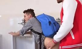 Nerd Caught and fucked bare in the public restroom- GayDaddyTwink porn video