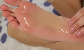 Foot obsessed twink tugs his dick