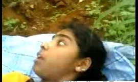 Horny Indian couple fucking in be transferred to woods