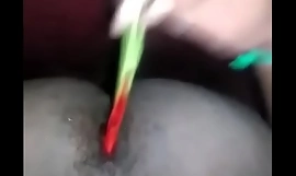 Indian accompanying small fry making out his ass with stick and bleeding