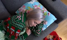 stepsister  comes Home for Christmas and Stepbrother Fucks her while Napping in livingroom