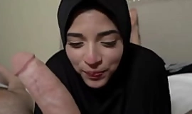 Muslim teen Gabriela Lopez watch out for her dad and pleases him whatever he asks for even if includes sucking his cock!
