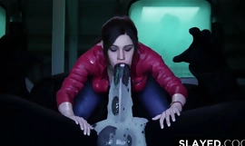 Claire Redfield Swallows A Huge Cock