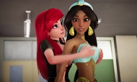 Jasmine tar emot krämigt av ariel klädd svarta strumpor - den ögonblickliga sjöjungfrun pornografi