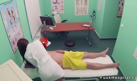 Nurse touches doctor before mating