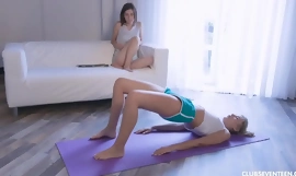 Lesbians scissoring as contrasted with of doing yoga