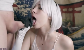 Sperm mania hot spitting blowjob from my friend cosplay 2b nier divinely sucks a fat cock