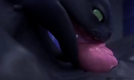BIG BLACK DRAGON DRINKS HIS THICK CUM AND SPILLS IT EVERYWHERE [TOOTHLESS]