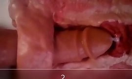 Close up and internal view of anal dildo fucking