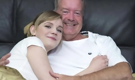 Sexy blonde bends over to get fucked apart from grandpa big cock