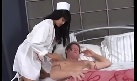 Horny asian nurse babe mika Ra with nice tits sucks and fucks a juicy dick in bed