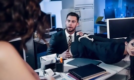 Soul of stunning brunettes lose one's heart to one lucky in the office