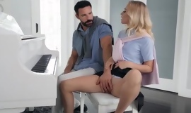 Adorable blonde legal age teenager receives tempted by her piano teacher