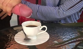 Astonishing cooky does blowjob, cum close to coffee, incubate in on that great cricket-pitch in the sky function