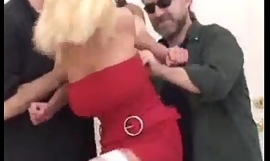 Blonde In Red Dress Tied Up Hard And Fucked